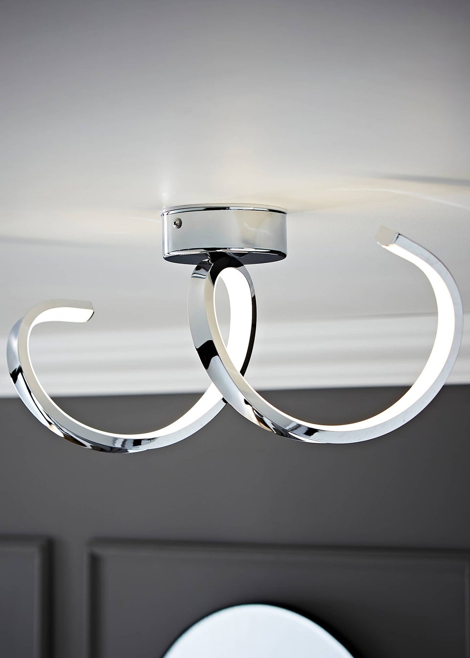 ValueLights Infinity Polished Silver Flush Light Integrated LED (19.5cm x 15cm x 46.5cm)