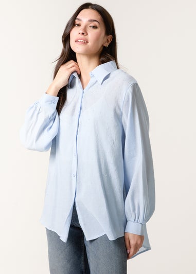 Blue Vanilla Blue Diamante Detailed Classic Shirt