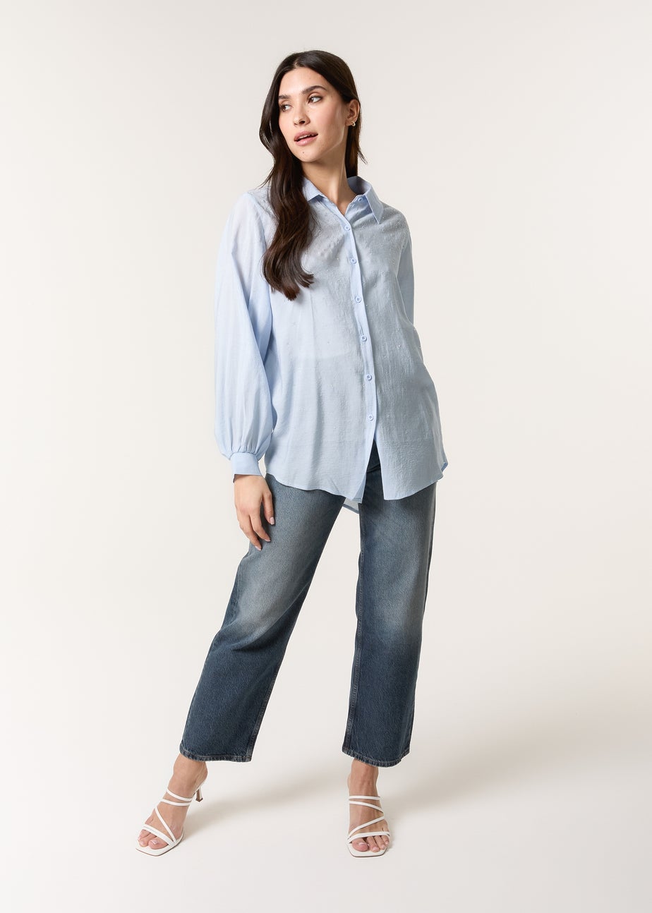Blue Vanilla Blue Diamante Detailed Classic Shirt