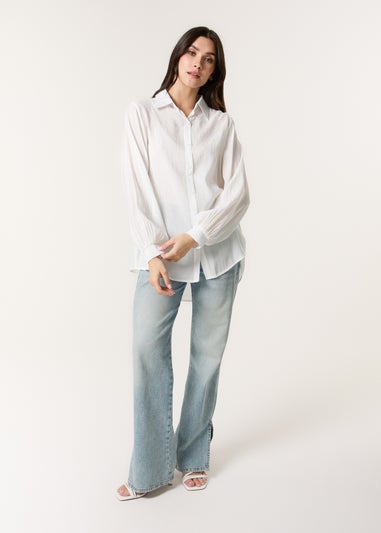 Blue Vanilla White Diamante Detailed Classic Shirt