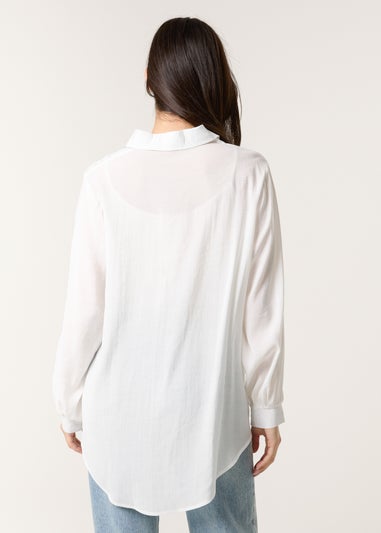 Blue Vanilla White Diamante Detailed Classic Shirt