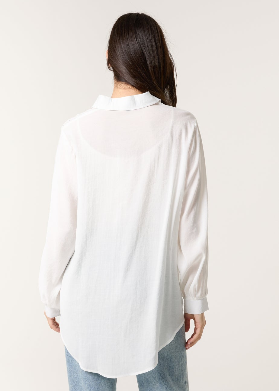 Blue Vanilla White Diamante Detailed Classic Shirt