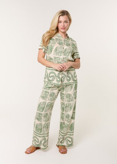 Blue Vanilla Green Seashell Top & Trouser Set