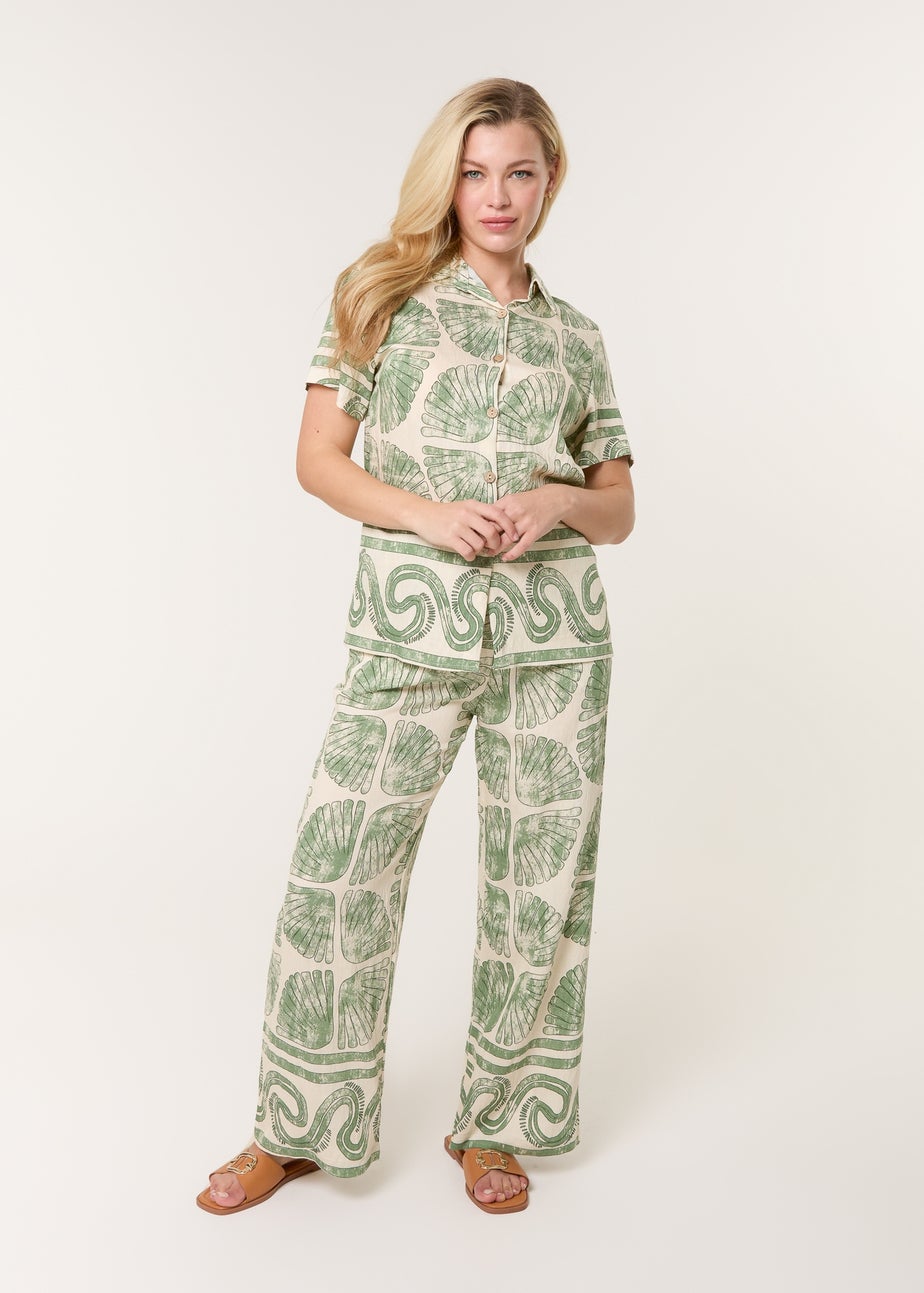 Blue Vanilla Green Seashell Top & Trouser Set