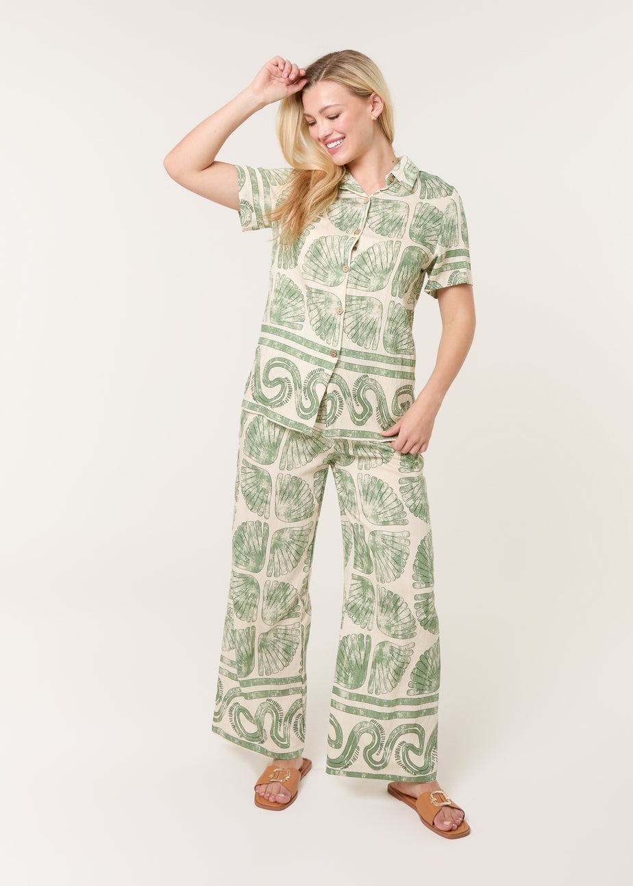 Blue Vanilla Green Seashell Top & Trouser Set