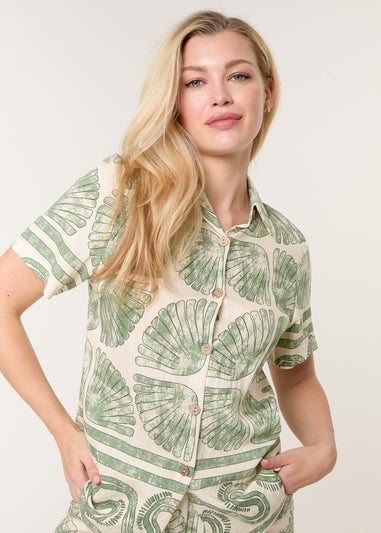 Blue Vanilla Green Seashell Top & Trouser Set