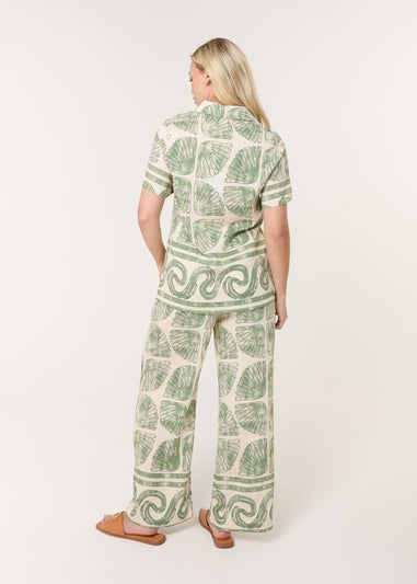 Blue Vanilla Green Seashell Top & Trouser Set