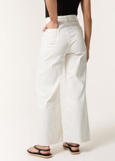 Blue Vanilla White Cropped Wide Leg Denim Jeans