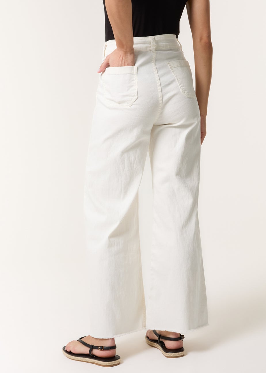 Blue Vanilla White Cropped Wide Leg Denim Jeans