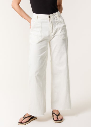 Blue Vanilla White Cropped Wide Leg Denim Jeans