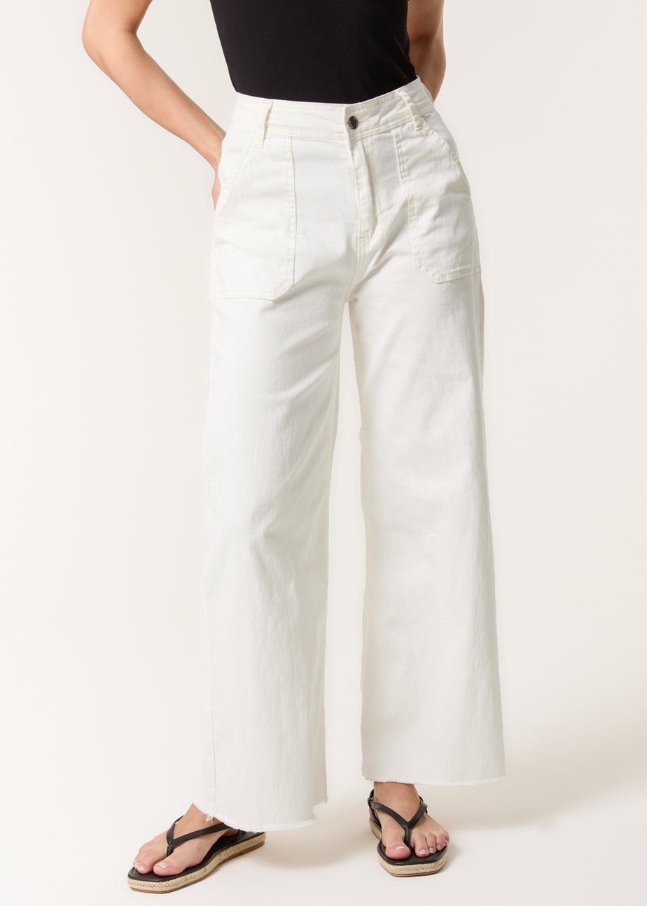 Blue Vanilla White Cropped Wide Leg Denim Jeans