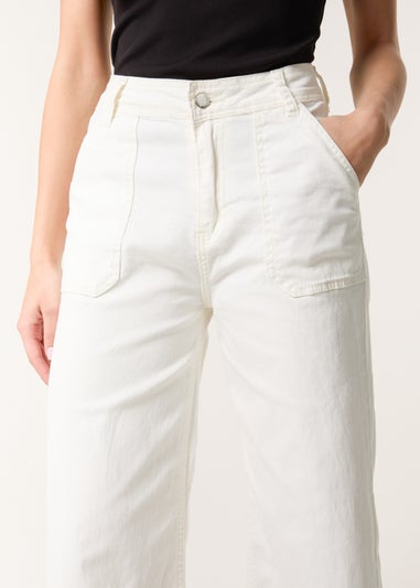 Blue Vanilla White Cropped Wide Leg Denim Jeans