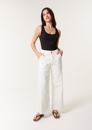 Blue Vanilla White Cropped Wide Leg Denim Jeans