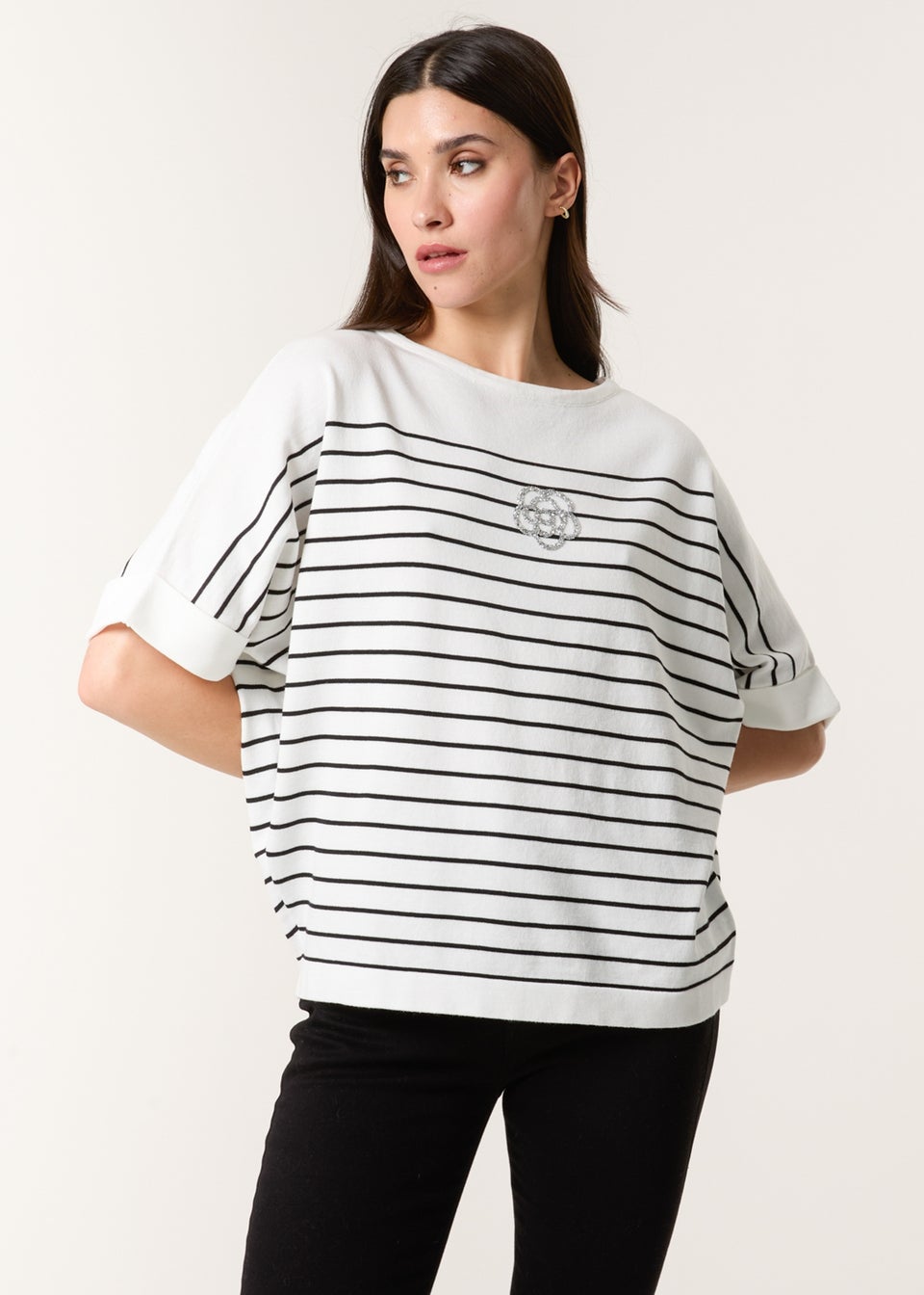 Blue Vanilla White Top With Horizontal Stripe