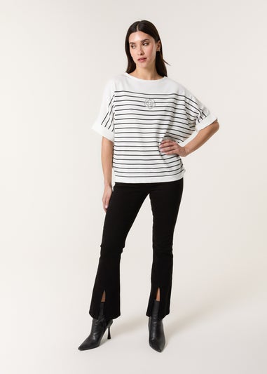 Blue Vanilla White Top With Horizontal Stripe