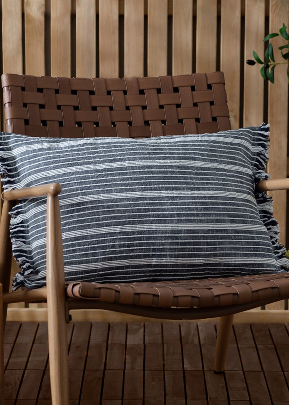 Yard Navy Tide Textured Stripe Outdoor Cushion