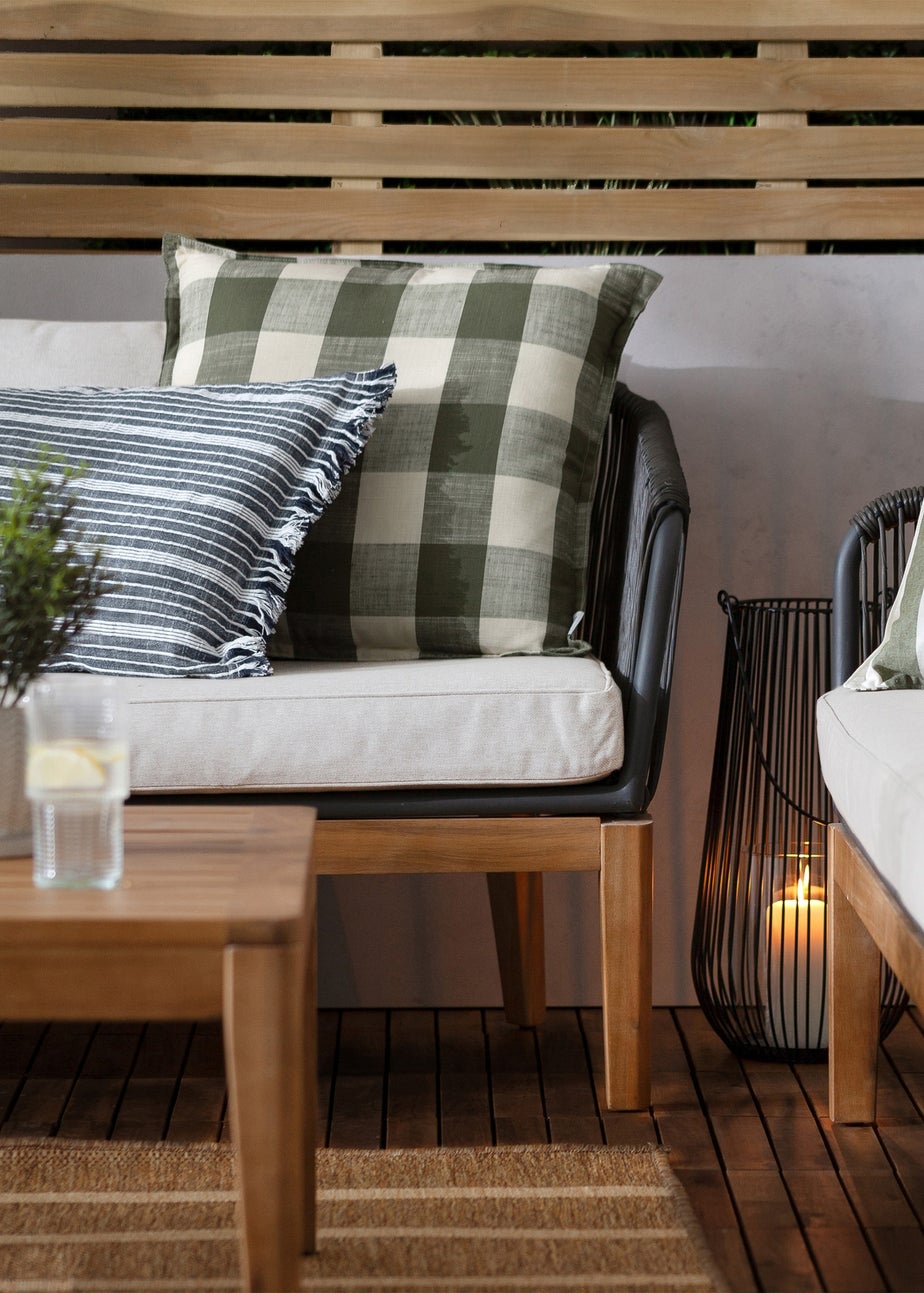 Yard Dark Green Chesil Check 100% Cotton Outdoor Outdoor Cushion