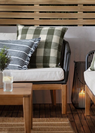 Yard Dark Green Chesil Check 100% Cotton Outdoor Outdoor Cushion