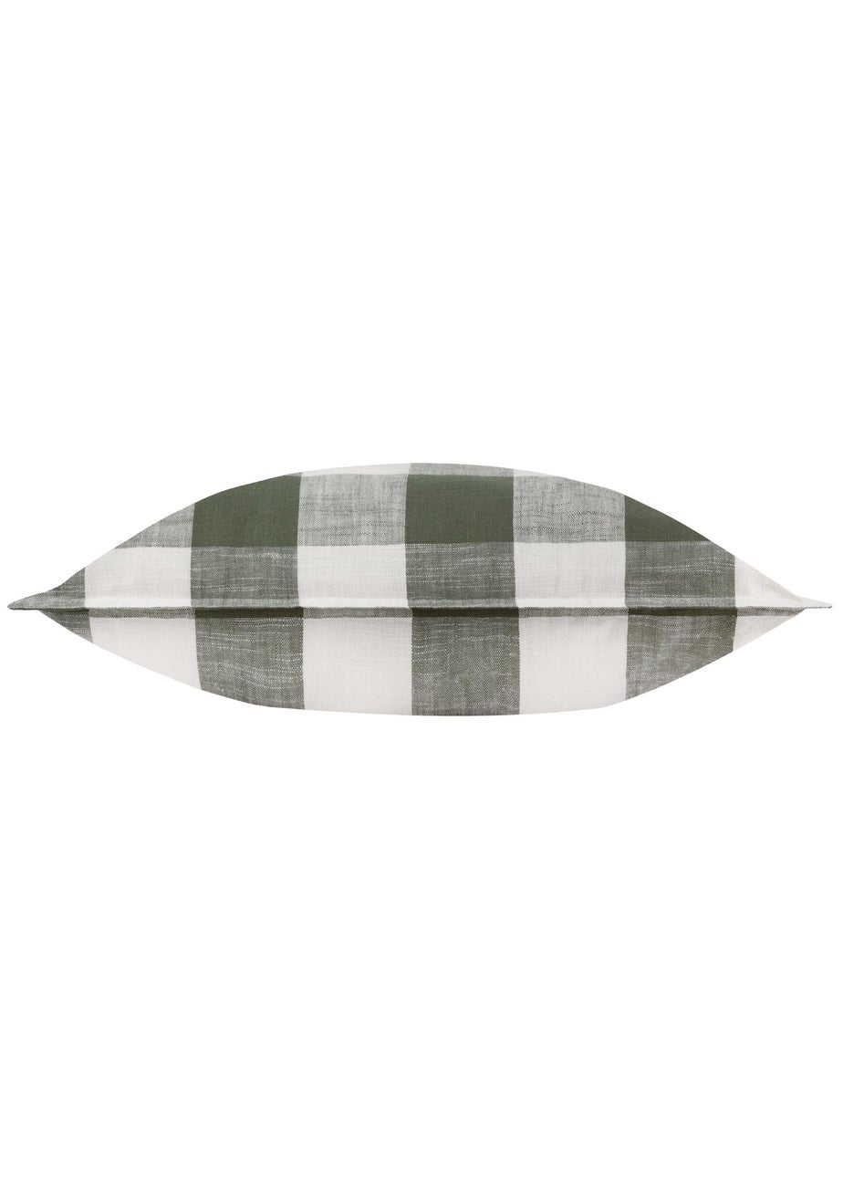 Yard Dark Green Chesil Check 100% Cotton Outdoor Outdoor Cushion