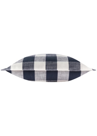 Yard Navy Chesil Check 100% Cotton Outdoor Outdoor Cushion