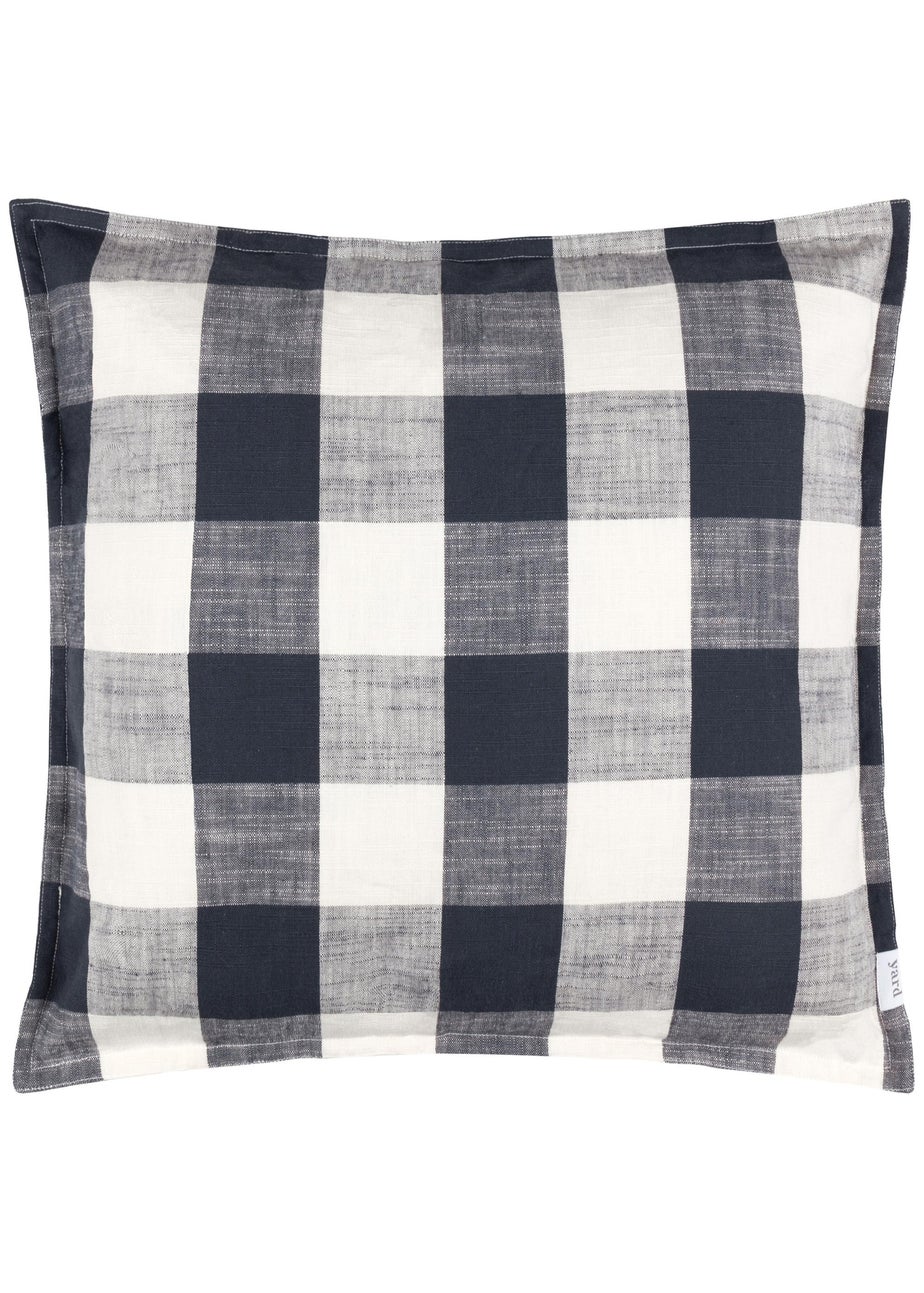 Yard Navy Chesil Check 100% Cotton Outdoor Outdoor Cushion