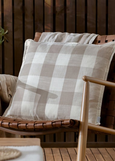 Yard Natural Chesil Check 100% Cotton Outdoor Outdoor Cushion