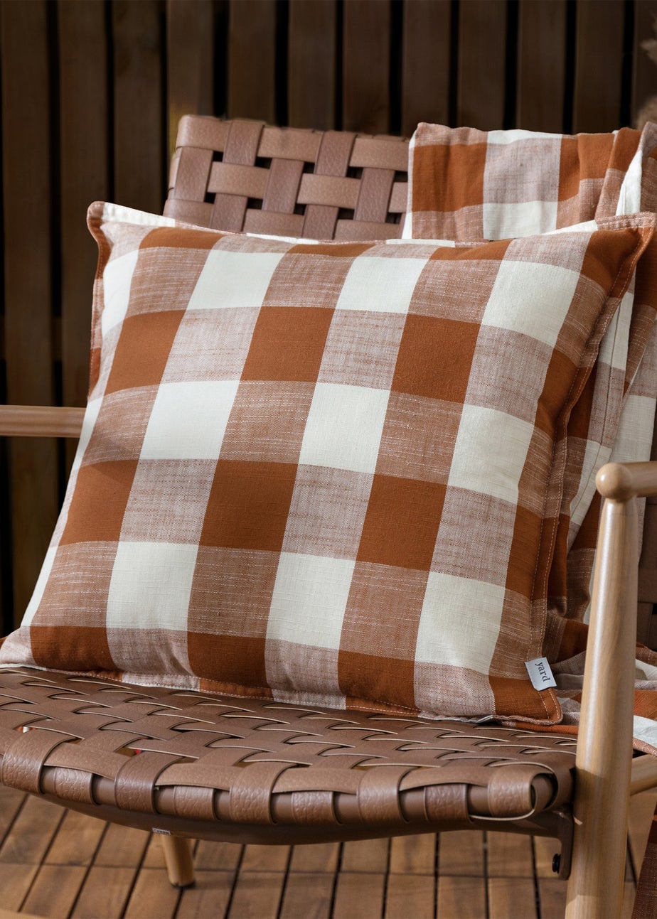 Yard Rust Chesil Check 100% Cotton Outdoor Outdoor Cushion