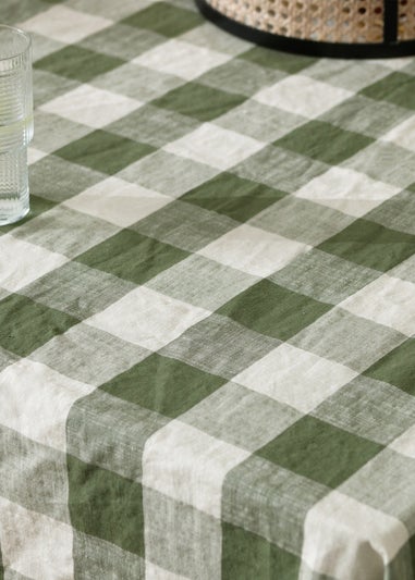 Yard Dark Green Chesil Check Tasselled 100% Cotton Throw