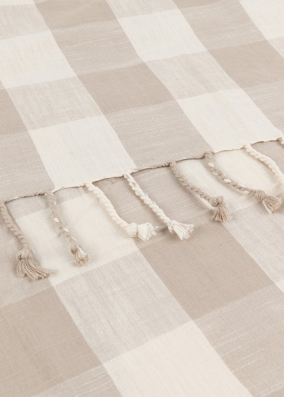Yard Natural Chesil Check Tasselled 100% Cotton  Throw