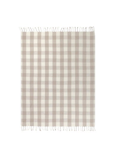 Yard Natural Chesil Check Tasselled 100% Cotton  Throw