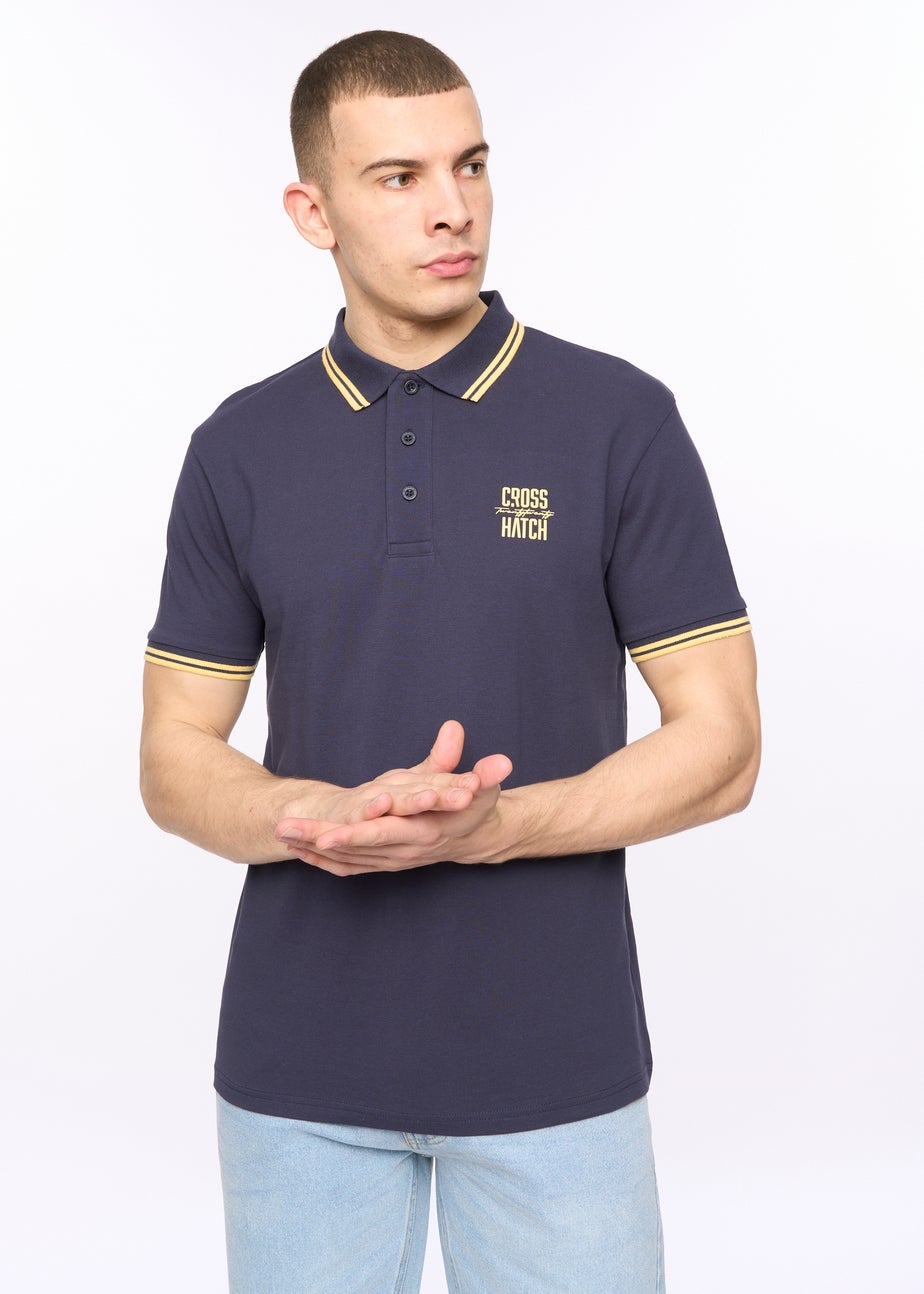 Crosshatch Dark Blue Night Changra Polo