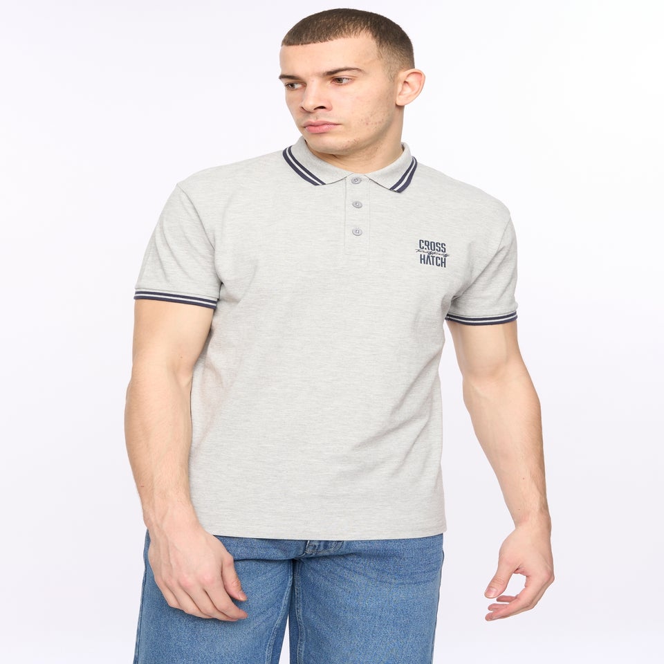 Crosshatch Light Grey Marl Changra Polo