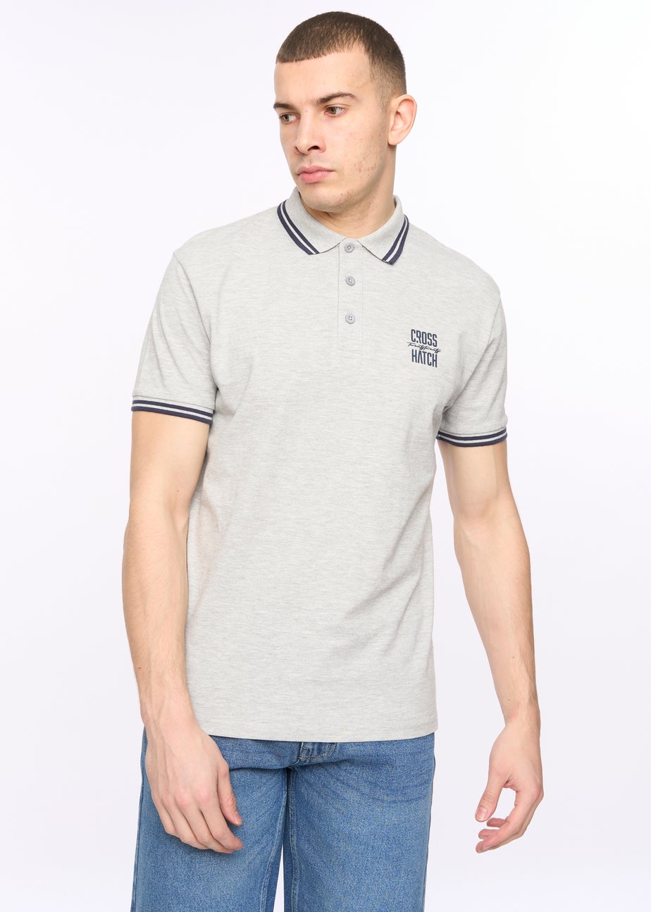 Crosshatch Light Grey Marl Changra Polo