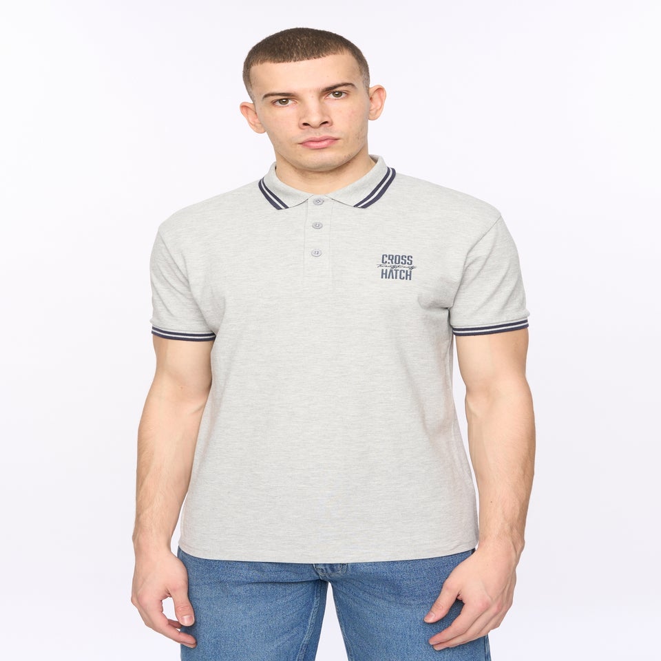 Crosshatch Light Grey Marl Changra Polo
