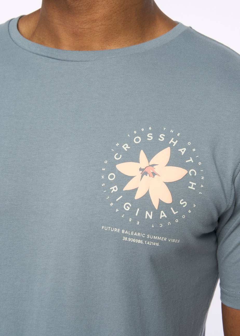 Crosshatch Blue Flowered T-Shirt