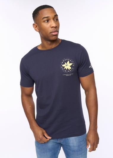 Crosshatch Navy Flowered T-Shirt