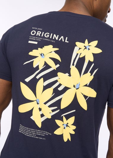 Crosshatch Navy Flowered T-Shirt