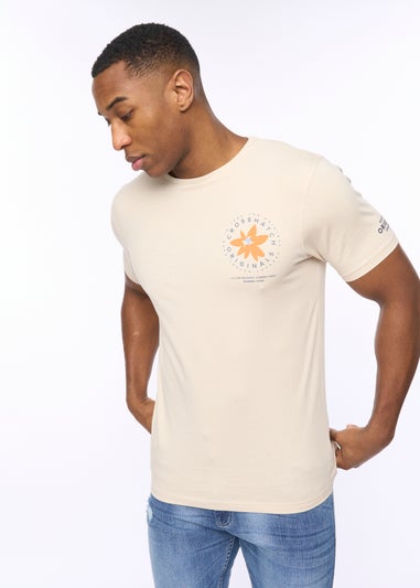 Crosshatch Light Stone Flowered T-Shirt