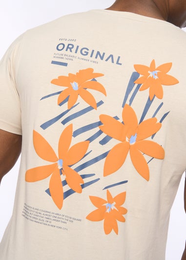 Crosshatch Light Stone Flowered T-Shirt