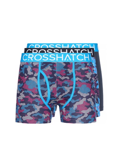 Crosshatch Blue Linamo MVE Open Fly 3 Pack Boxers