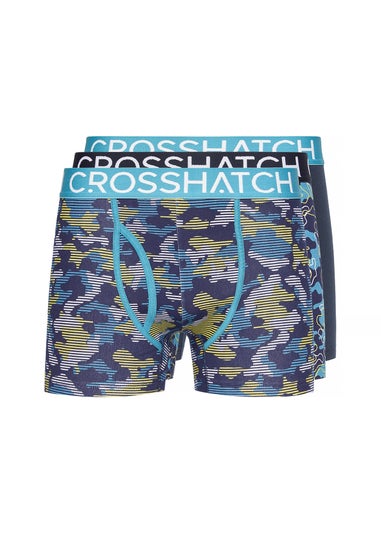 Crosshatch Teal Linamo MVE Open Fly 3 Pack Boxers
