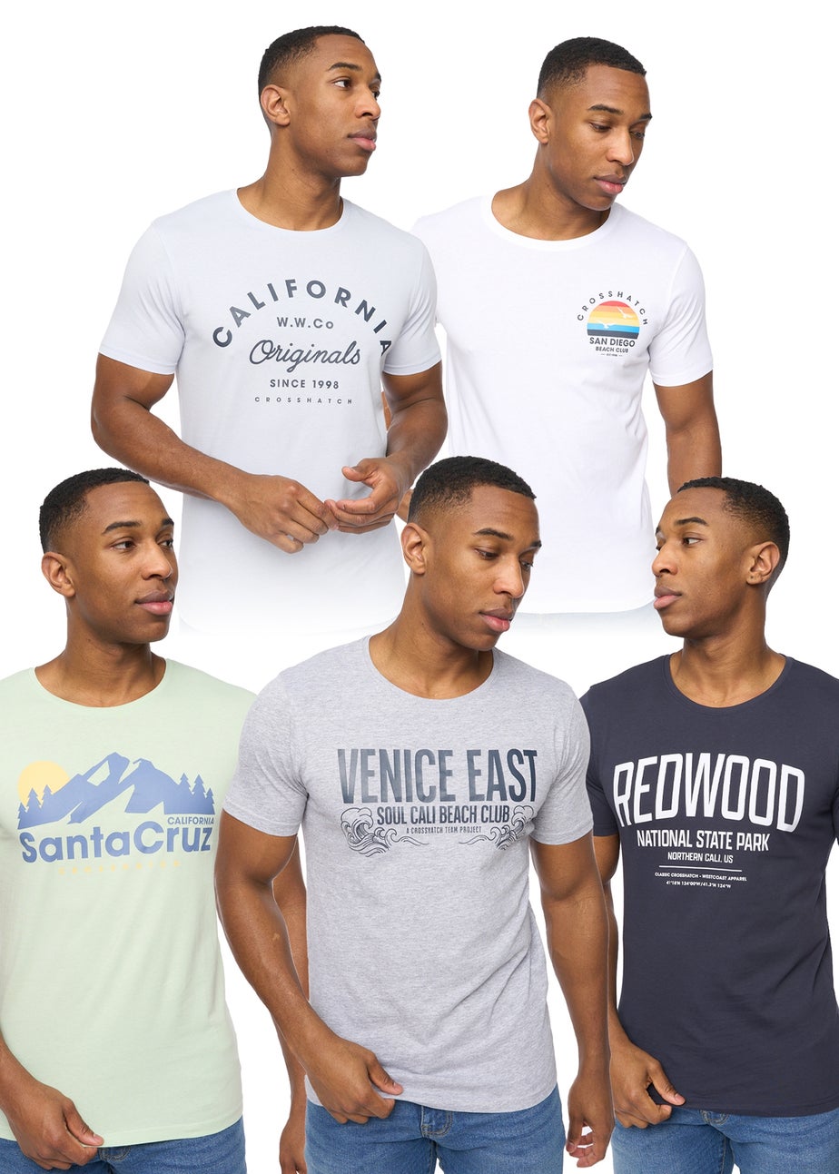 Crosshatch Multi Assorted Sumertons 5 Pack T-Shirt