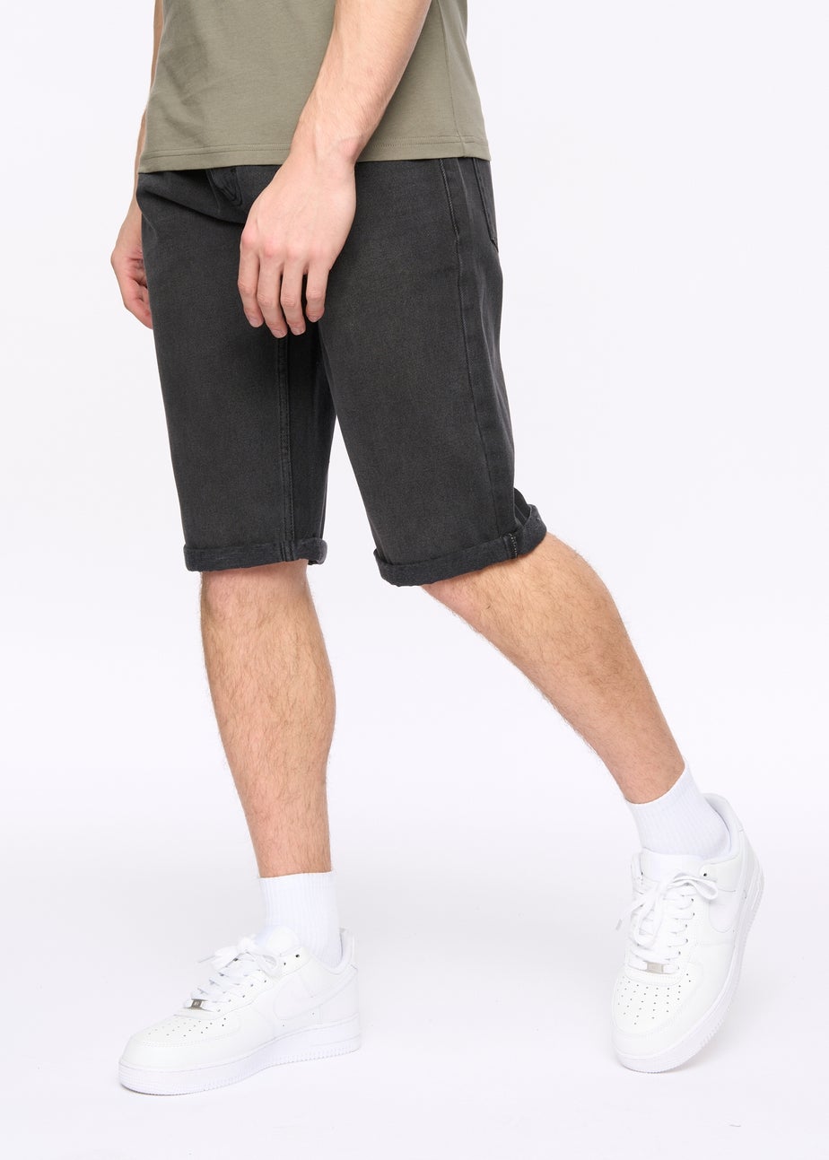 Crosshatch Black Wash Tillforth Denim Shorts