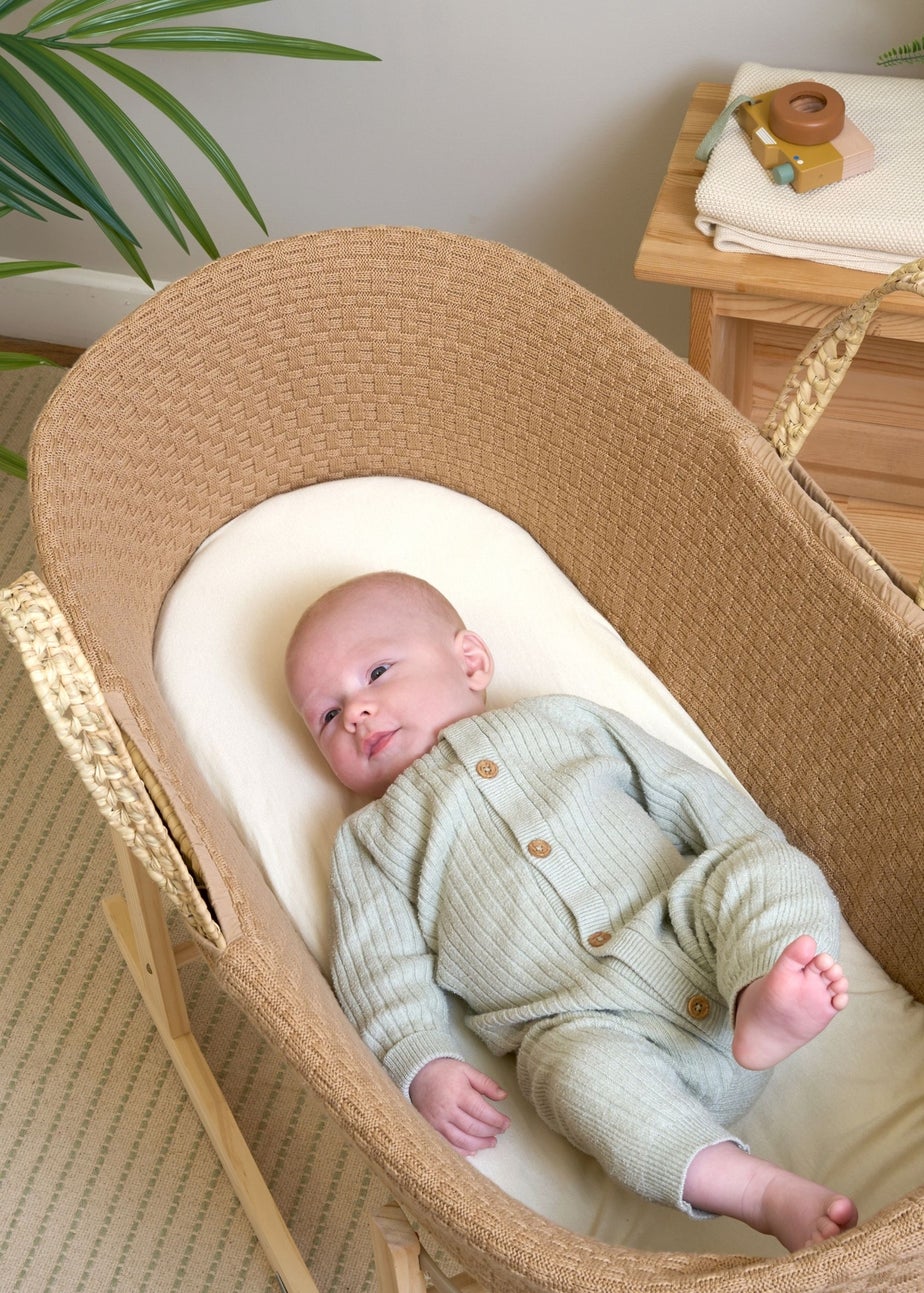Clair de Lune Organic Biscuit Knitted Moses Basket Dressing
