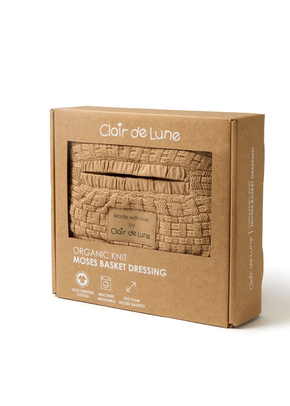 Clair de Lune Organic Biscuit Knitted Moses Basket Dressing