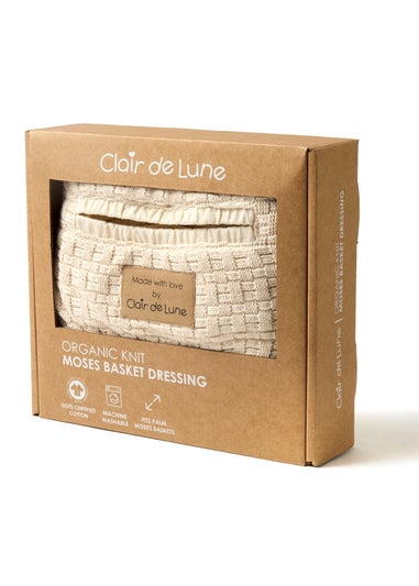 Clair de Lune Organic Cream Knitted Moses Basket Dressing