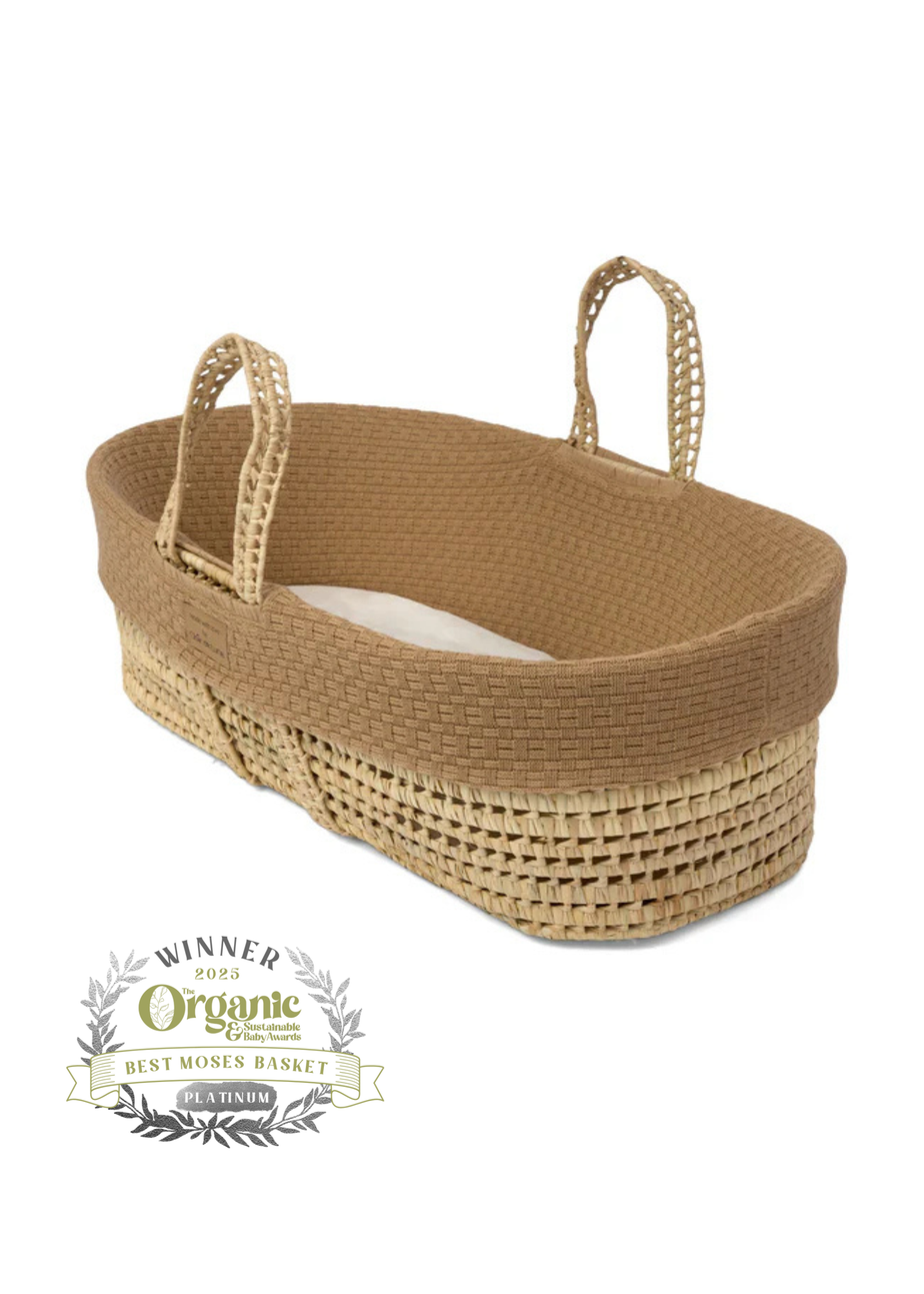 Clair de Lune Organic Biscuit Knitted Moses Basket
