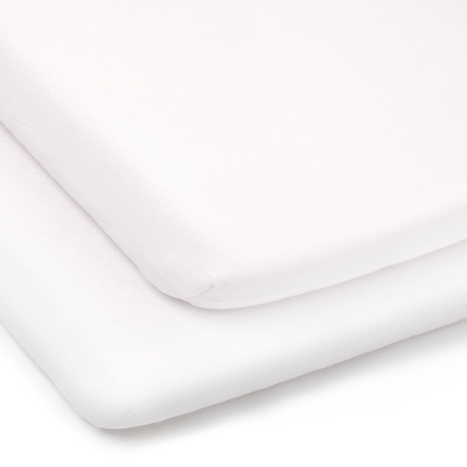 Clair de Lune 2 Pack White Cot Sheets