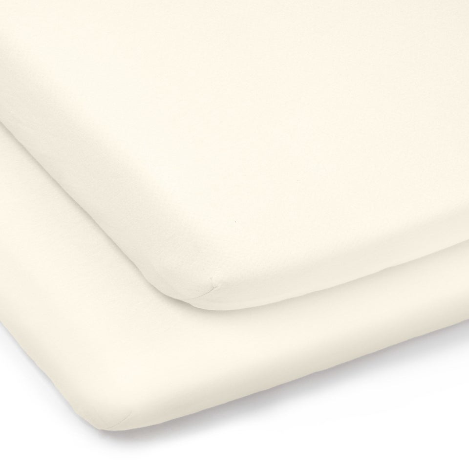 Clair de Lune 2 Pack Organic Cream Cot Bed Sheets