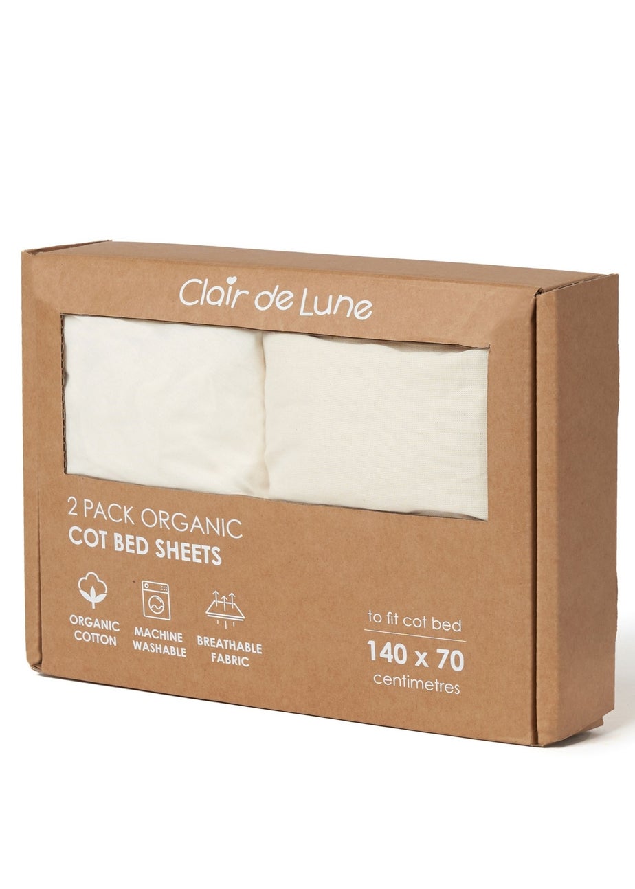 Clair de Lune 2 Pack Organic Cream Cot Bed Sheets